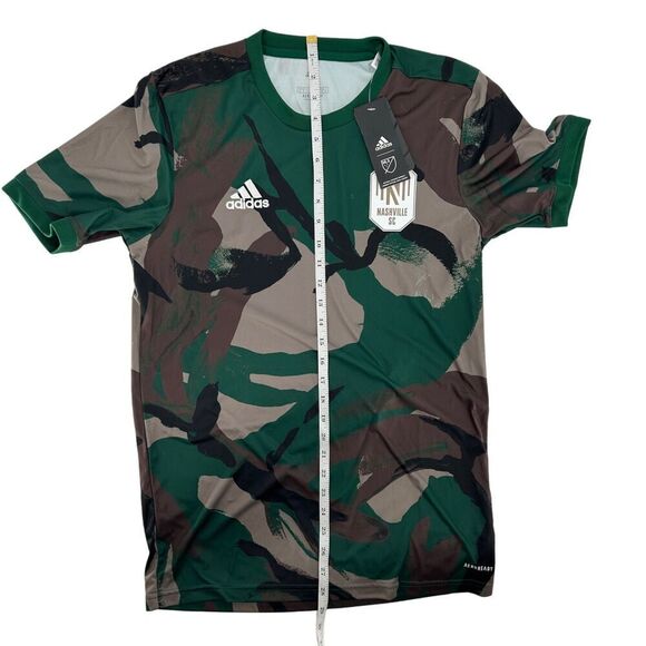 Adidas Nashville SC Camo Green Pre-Match MLS Soccer NWT Jersey Size Small - Picture 14 of 16
